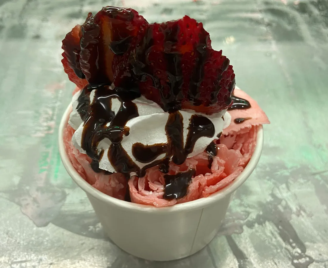 Rolled ice cream dessert at Numero Uno