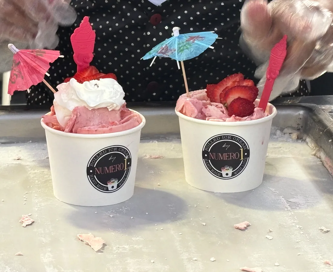 Rolled ice cream station